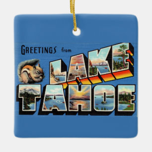 Vintage Lake Tahoe Greeting Ceramic Ornament