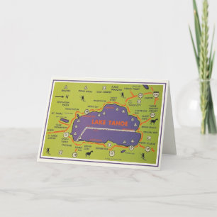 Vintage Lake Tahoe Map Card