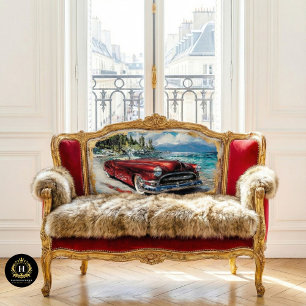 Vintage Lake Tahoe Red Convertible Car Decoupage Tissue Paper