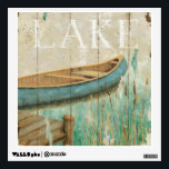 Vintage Lake Wall Decal<br><div class="desc">© Daphne Brissonnet / Wild Apple. A vintage image of a lake and a blue raft. The word Lake can be seen on top of the image.</div>