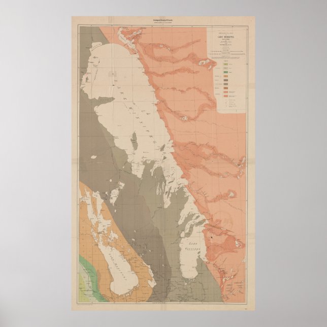 Vintage Lake Winnipeg Geological Map (1899) Poster (Front)