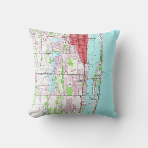 Vintage Lake Worth  Boynton Beach FL Map 1945 Throw Pillow