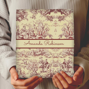 Vintage lake yellow red toile de jouy monogram wrapping paper sheets