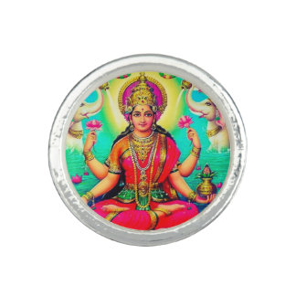 Vintage Lakshmi Hindu Goddess Pink Ring