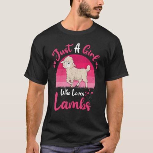 Vintage Lamb Animal  Just A Girl Who Loves Lambs T_Shirt