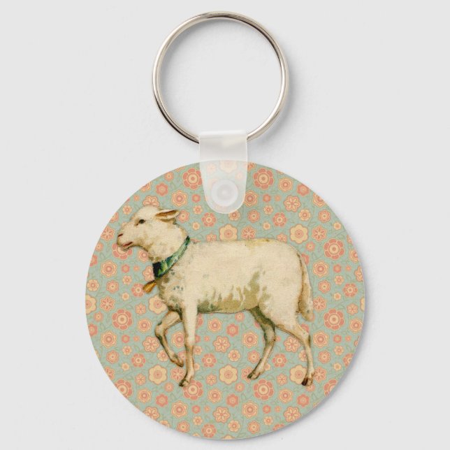 Vintage Lamb Art Keychain (Front)