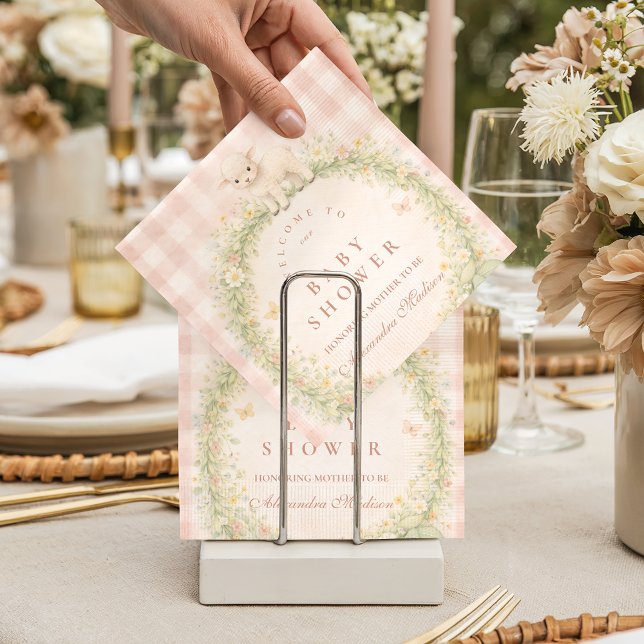 Vintage Lamb Floral Baby Shower Napkins (Creator Uploaded)