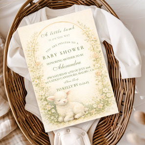 Vintage Lamb Meadow Arch Baby Shower Invitation