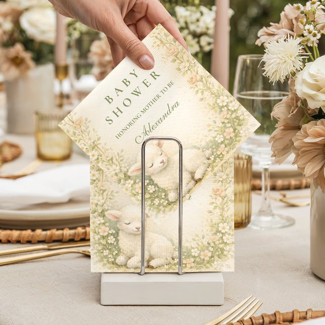Vintage Lamb Meadow Arch Baby Shower Napkins (Creator Uploaded)