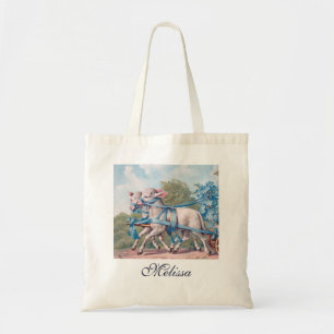 Vintage Lambs Dressed in Blue Ribbons Tote Bag