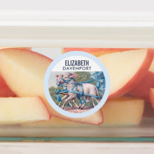 Vintage Lambs Dressed  in Fancy Blue Ribbons Labels