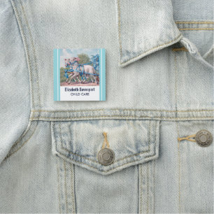 Vintage Lambs Dressed in Fancy Blue Ribbons Name Tag