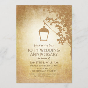 Vintage Lamp 10th Wedding Anniversary Rustic Fall Invitation