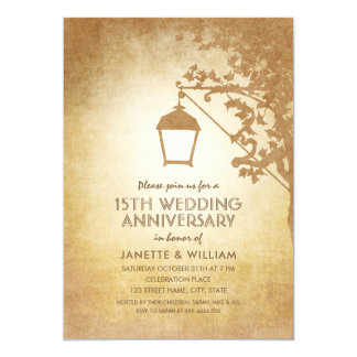 Vintage Lamp 15th Wedding Anniversary Rustic Fall Card