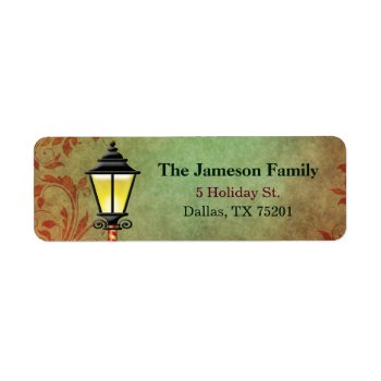 Vintage Lamp Post Holiday Address Label by retroflavor at Zazzle