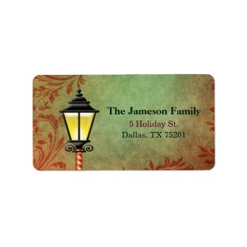 Vintage Lamp Post Holiday Address Label by retroflavor at Zazzle