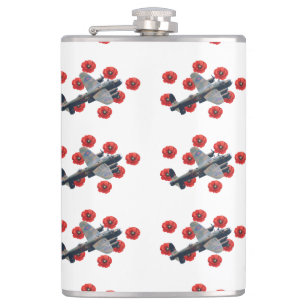 Vintage Lancaster Amongst Red Poppies Flask
