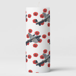 Vintage Lancaster Amongst Red Poppies Pillar Candle