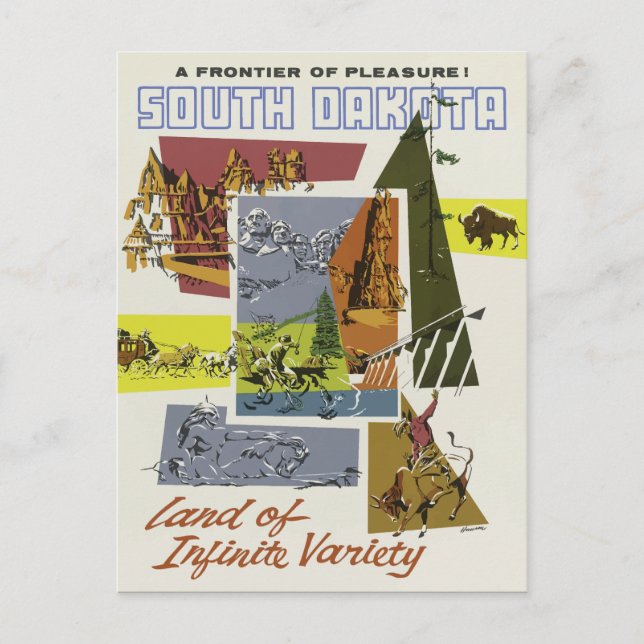 Vintage Land of Infinite Variety South Dakota Postcard (Front)
