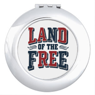 Vintage Land of the Free Patriotic Typography  Compact Mirror