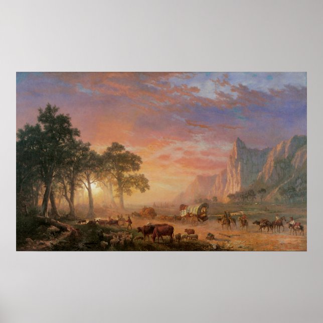 Vintage Landscape, Oregon Trail by Bierstadt Poster (Front)