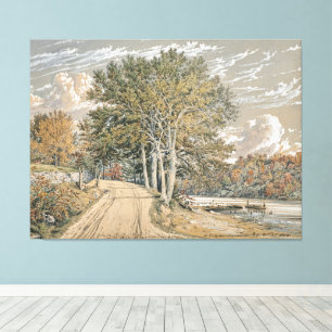 Vintage Landscape Painting Harlem River Canvas Print