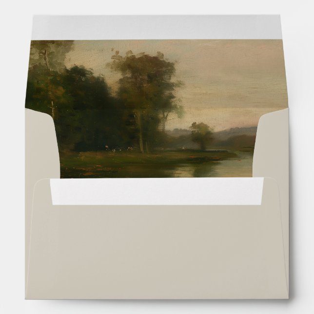 Vintage Landscape Wedding Envelope (Back (Bottom))