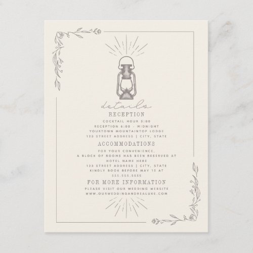 Vintage Lantern Amethyst Wedding Details Info Enclosure Card