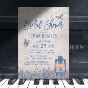 Vintage Lantern Butterfly & Flowers Bridal Shower Invitation