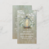 Vintage Lantern Lights and Baby's Breath Floral Business Card (Front/Back)