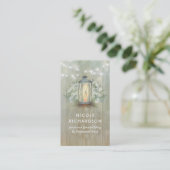 Vintage Lantern Lights and Baby's Breath Floral Business Card (Standing Front)