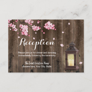 Vintage Lantern Pink Floral Barn Wedding Reception Invitation