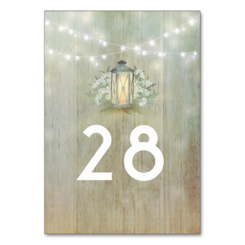 Vintage Lantern Rustic Floral Barn Wedding Table Number - Rustic wood and vintage lantern lights wedding table number cards