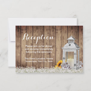 Vintage Lantern Rustic Floral Wedding Reception Invitation