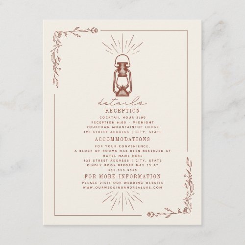 Vintage Lantern Terracotta Wedding Details Info Enclosure Card