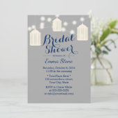 Vintage Lanterns Grey & Navy Blue Bridal Shower Invitation (Standing Front)