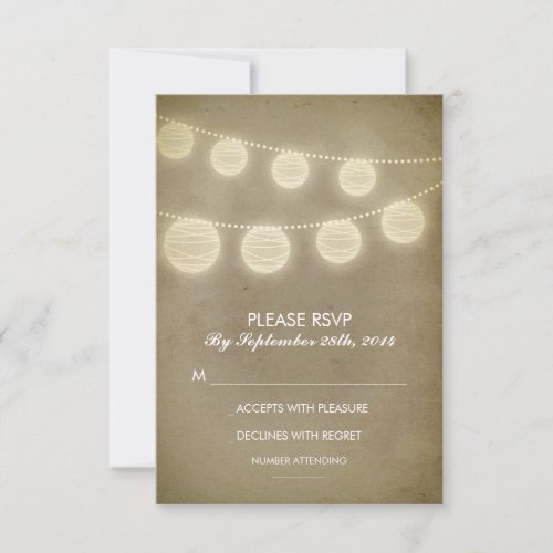 vintage lanterns rustic wedding RSVP cards
