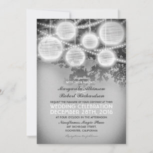 vintage lanterns wedding invitations