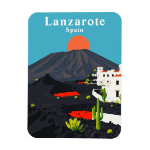 Vintage Lanzarote Spain Travel Souvenir Magnet