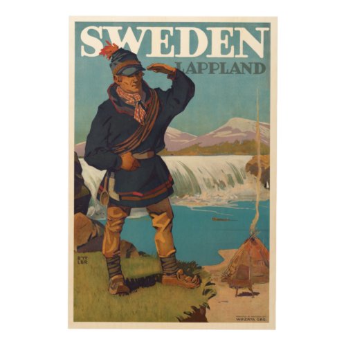 Vintage Lappland Sweden Travel Poster