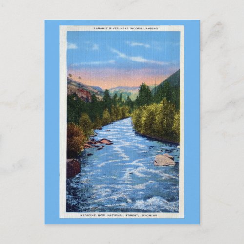Vintage Laramie River near Woods landing WY Postcard