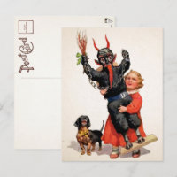 Vintage Large Krampus Doll Postcard