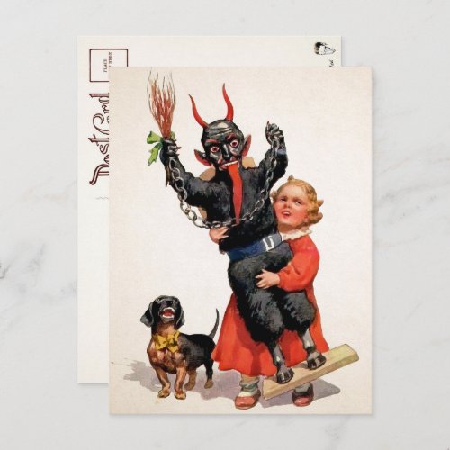 Vintage Large Krampus Doll Postcard 