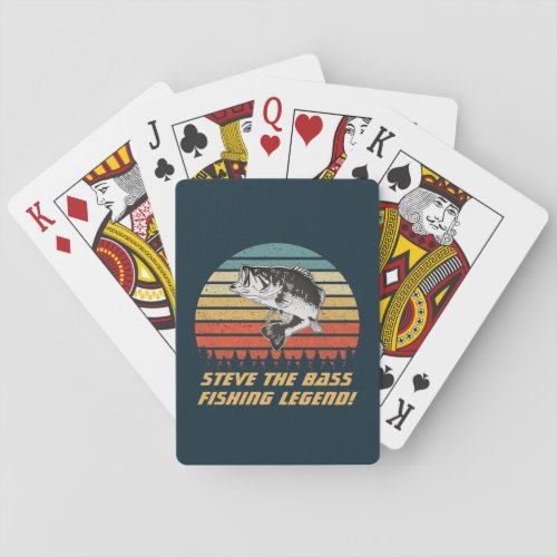 Vintage Largemouth Bass Fishing Legend Name Playing Cards