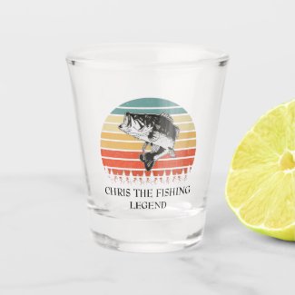 Vintage Largemouth Bass Fishing Legend Name Shot Glass