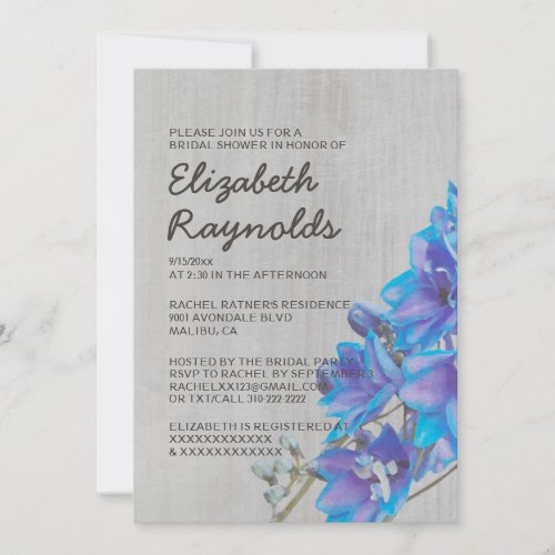 Vintage Larkspur Bridal Shower Invitations