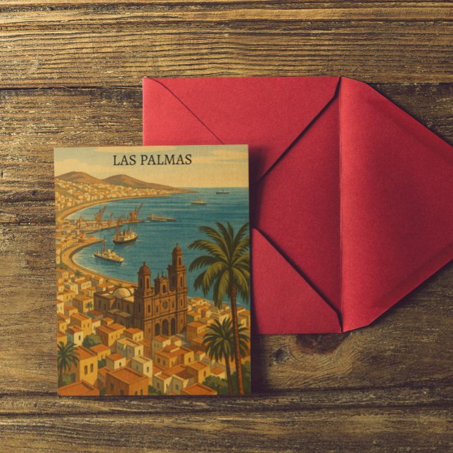 Vintage Las Palmas, Gran Canaria City View Postcard (Beautiful vintage las palmas gran canaria postcard)