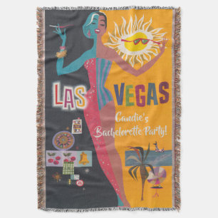 Vintage Las Vegas Bachelorette Weekend Party  Throw Blanket