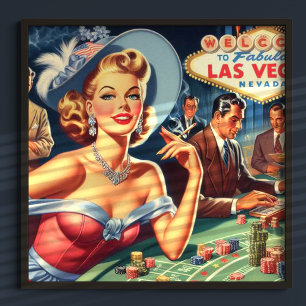 Vintage Las Vegas Casino Pin Up Poster