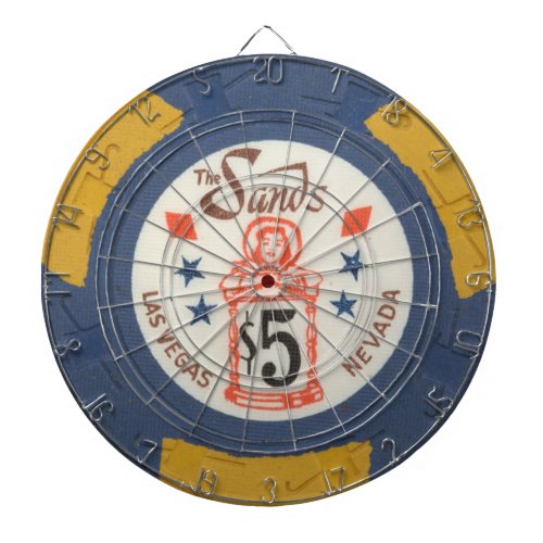 Vintage Las Vegas Casino Poker Chip Game Dartboard With Darts